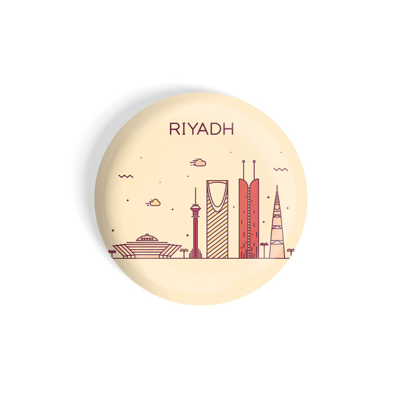 dhcrafts Round Fridge Magnet Brown Color Riyadh Glossy Finish Design Pack of 1 (58 mm)
